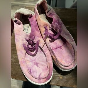 Hey Dude Women's Purple Tie-Dye Flats